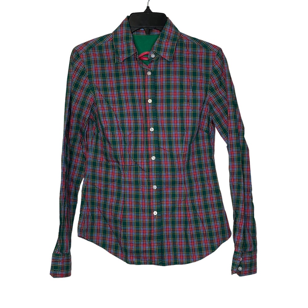 J. McLaughlin Multicolor Plaid Button Up Collar Shirt Long Sleeve‎ Women Size 0